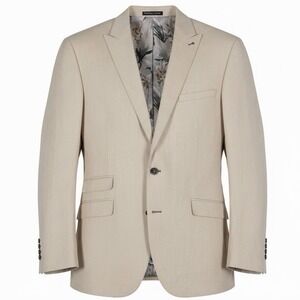 NWT $270 Paisley & Gray Slim Fit Blazer Silken Cream Elbow Patches‎ Men's 52R